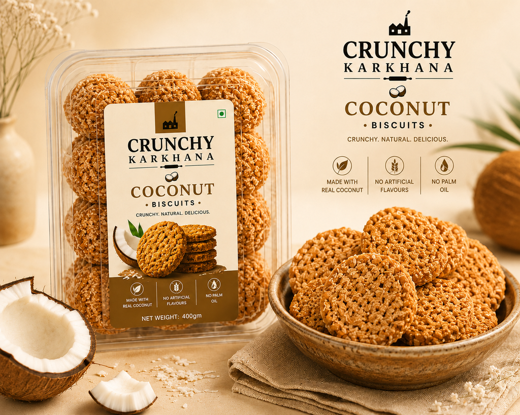 Crunchy Karkhana Coconut Biscuits | Crispy Coconut Cookies.