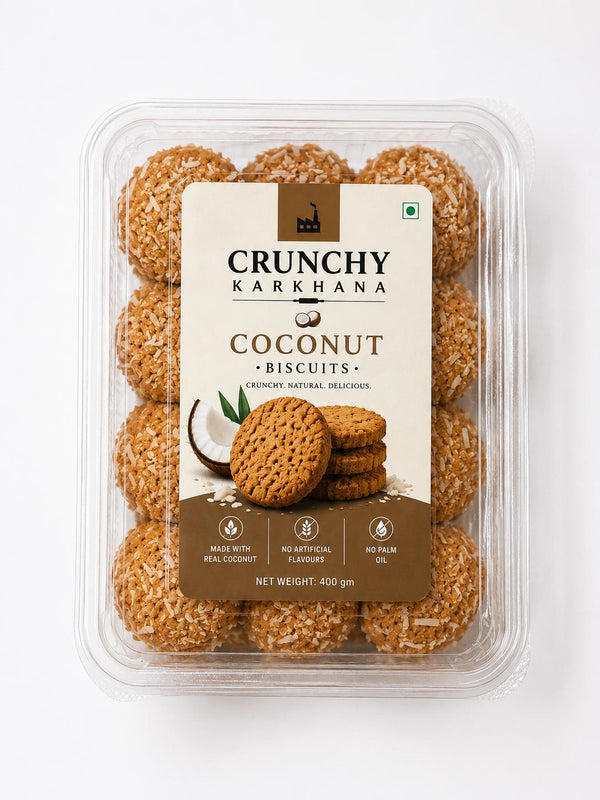 Crunchy Karkhana Coconut Biscuits | Crispy Coconut Cookies.