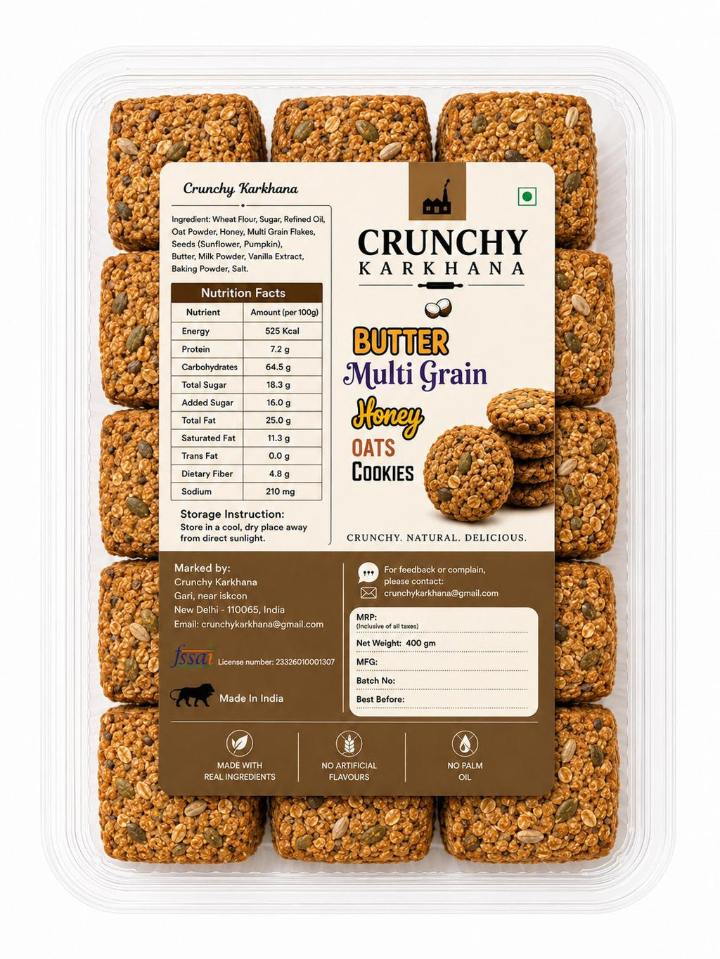Crunchy Karkhana  Butter Multigrain Oats Cookies with Honey & Mixed Seeds