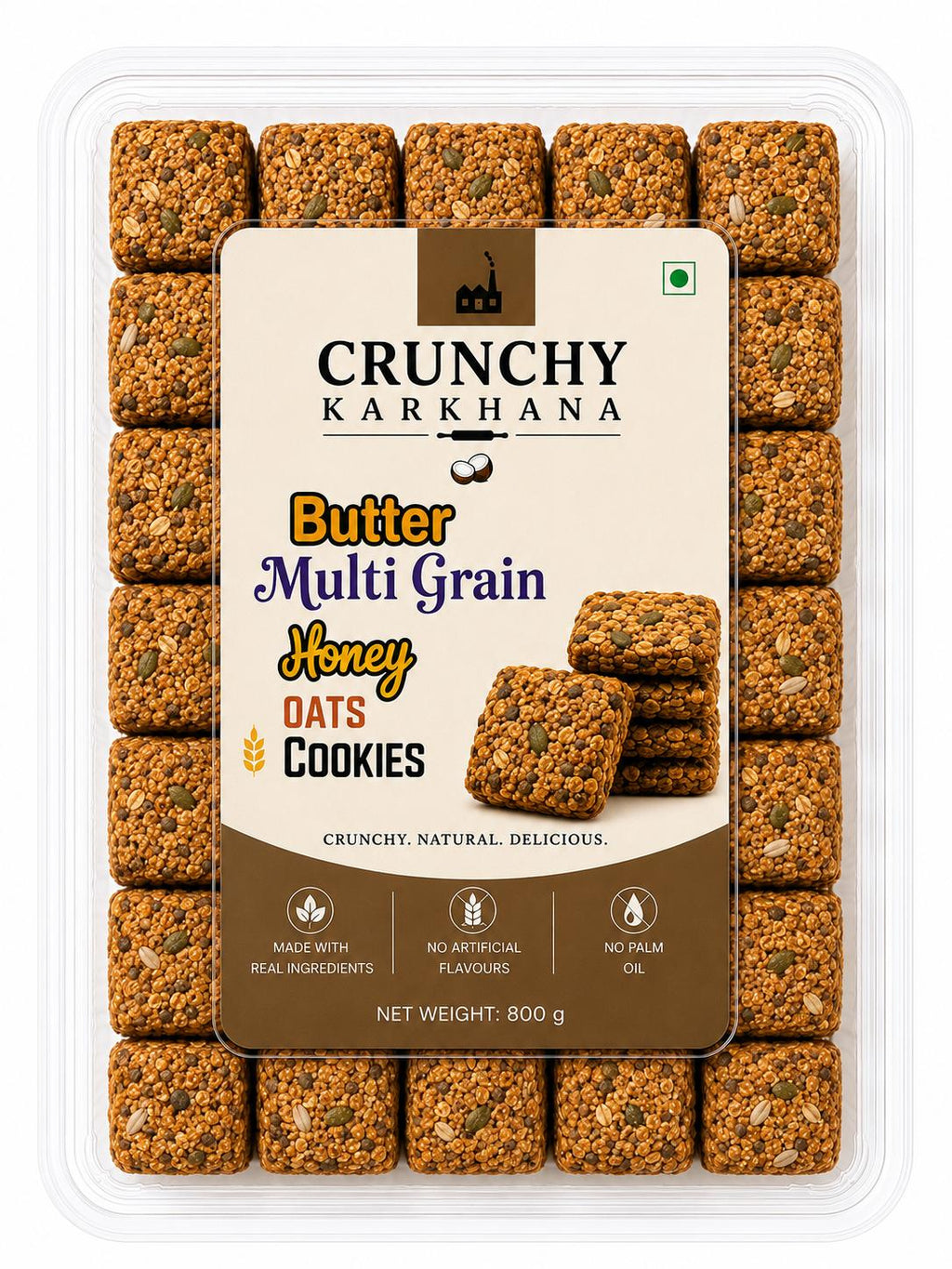 Crunchy Karkhana  Butter Multigrain Oats Cookies with Honey & Mixed Seeds
