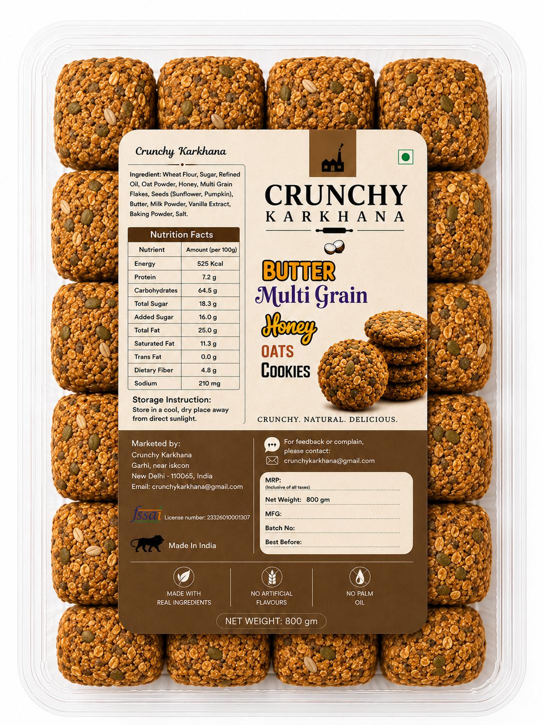Crunchy Karkhana  Butter Multigrain Oats Cookies with Honey & Mixed Seeds